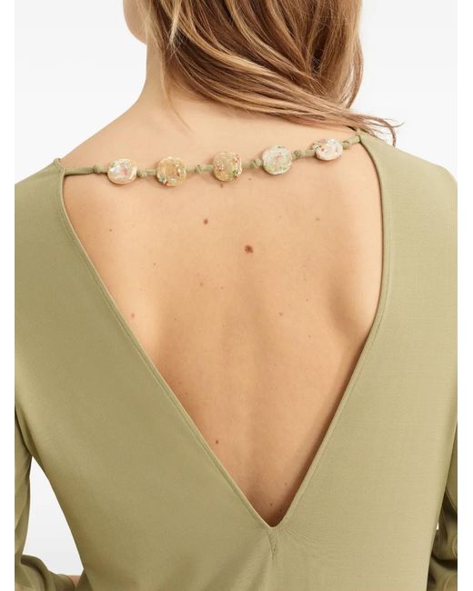Eres Green Fabuleuse Beade-Detail Mini Dress
