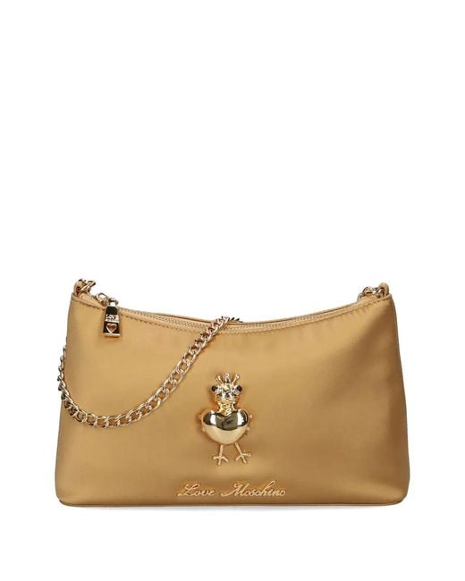 Love Moschino Natural Logo-Plaque Shoulder Bag