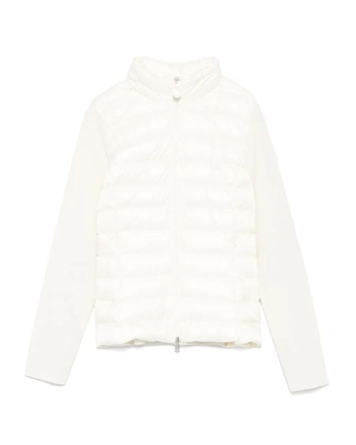 Moncler White Logo-Patch Padded Jacket