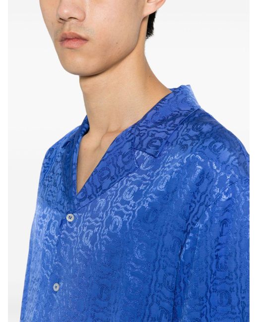 Camicia con effetto jacquard di Just Cavalli in Blue da Uomo