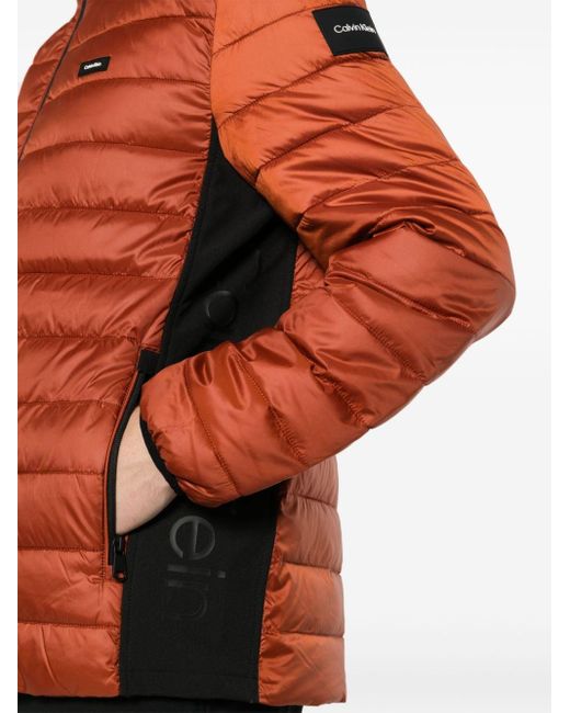 Calvin Klein Orange Logo-patch Padded Jacket for men
