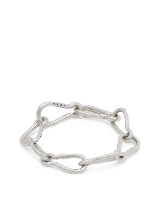 Marni White Carabiner Chain Bracelet for men