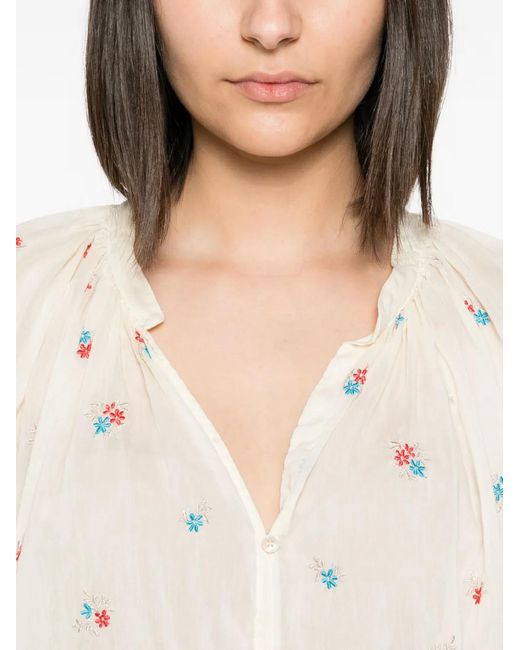 Forte_forte White Petites Fleurs Gathered Blouse