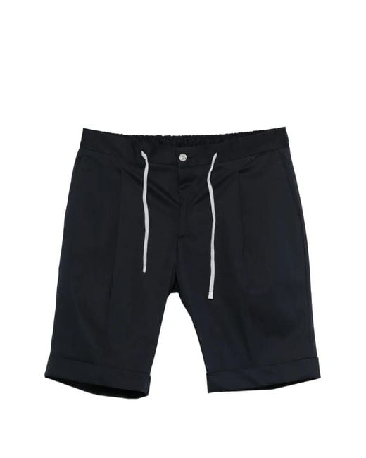 Barba Napoli Black Drawstring Cuffed Shorts for men