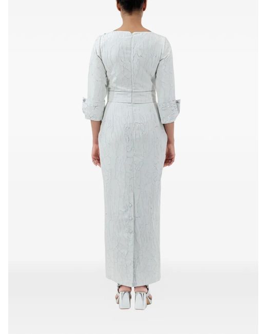 Baruni White Sedum Embellished Maxi Dress