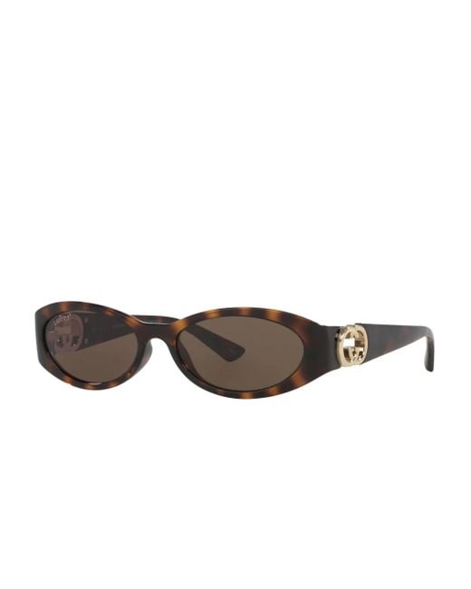 Gucci Brown Oval-Frame Sunglasses