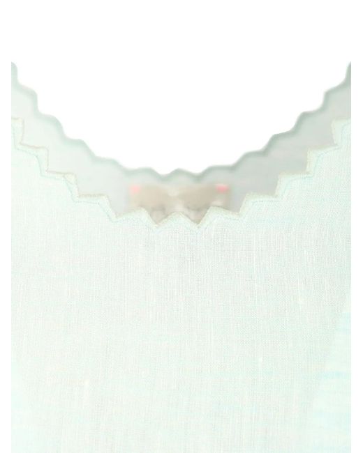Forte_forte Blue Scalloped-Edge Embroidered Top