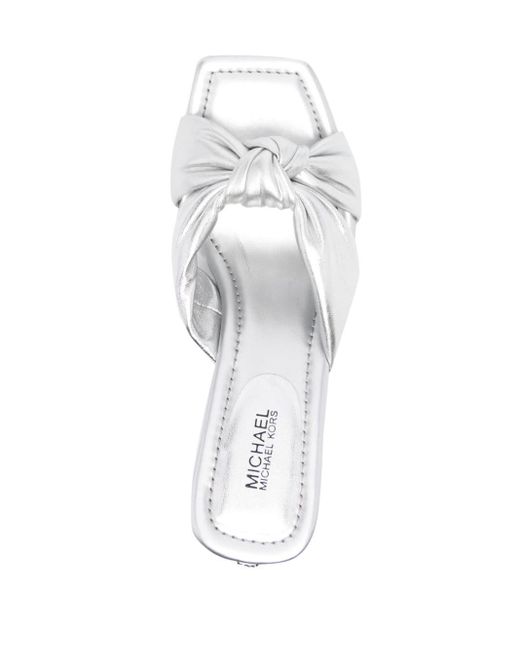 MICHAEL Michael Kors White Elena 75mm Metallic Leather Sandals