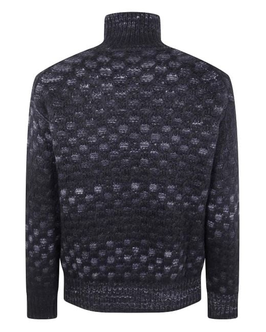 Nuur Blue Patterned-Jacquard Roll-Neck Jumper for men