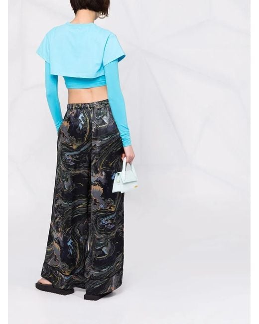 Jacquemus Light Blue Le Double Cropped Layered T-shirt