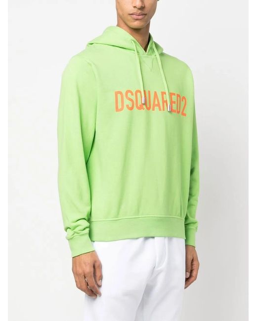 DSquared² Green Logo Print Hoodie for men