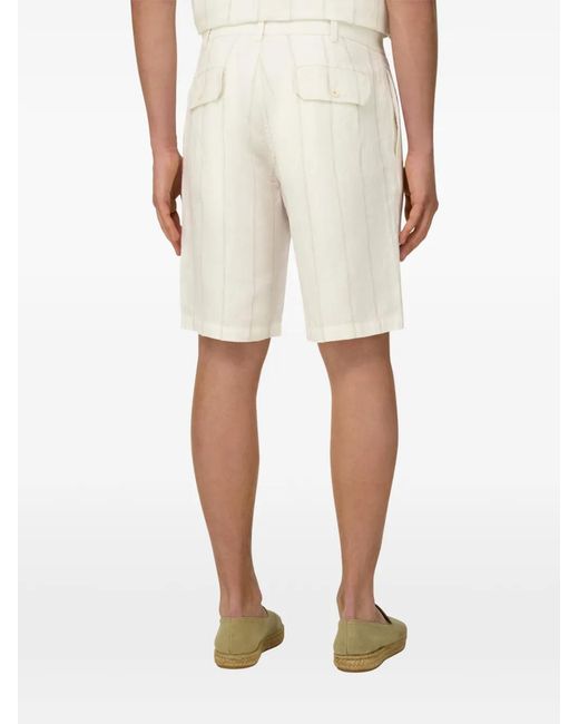 Boggi White Striped Bermuda Shorts for men