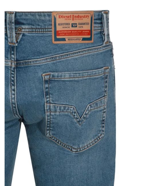 DIESEL Blue Logo-Patch Jeans for men
