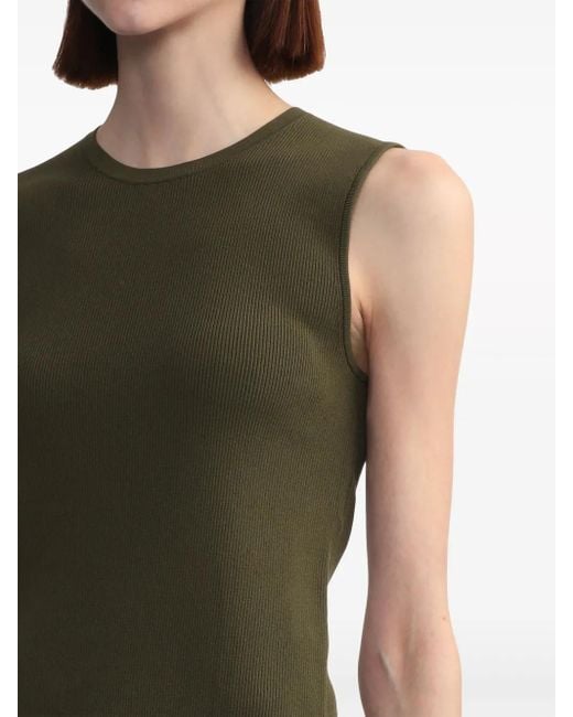 Tibi Green Cutout-Detail Ribbed Top