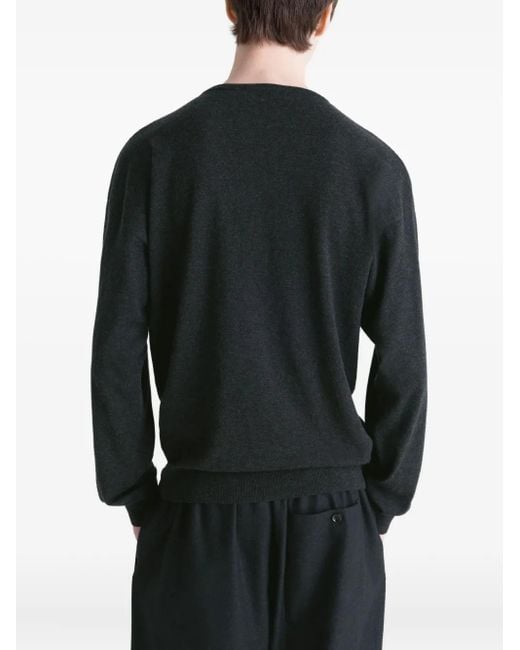 Lemaire Black Crew Neck Wool-Blend Sweater for men