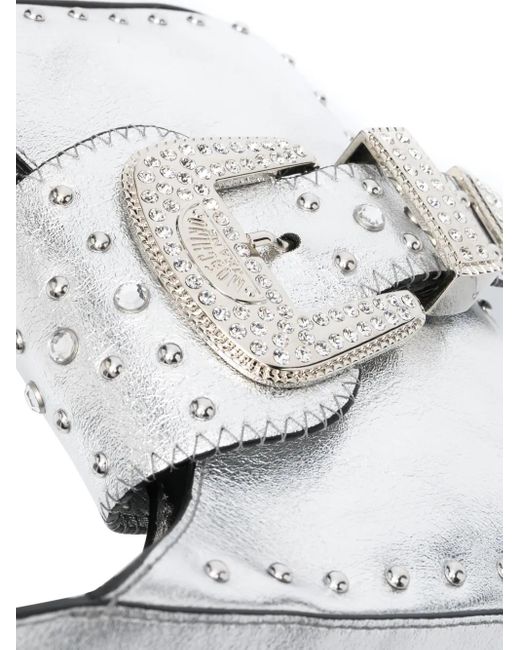 Moschino White Buckle-Detail Tote Bag