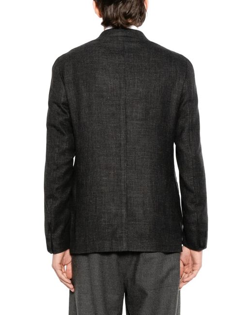 Eleventy Black Double-Breasted Blazer for men