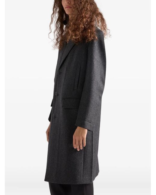 Prada Black Notched Wool Coat for men