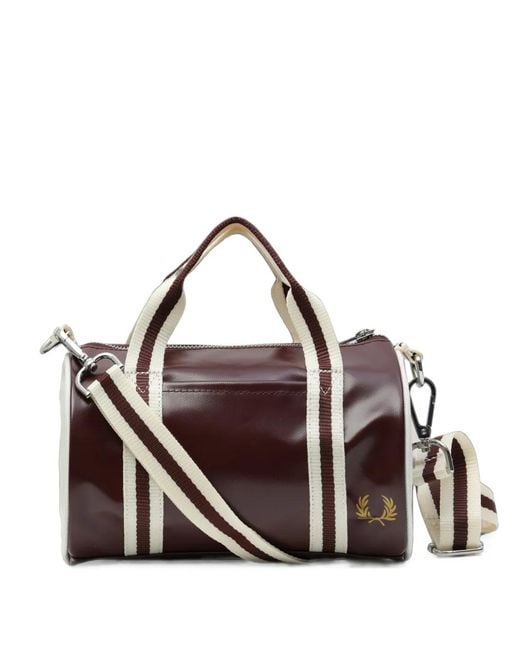 Fred Perry Purple Mini Classic Logo-Print Barrel Tote Bag