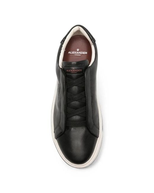 Alexander Smith Black Logo-Debossed Leather Sneakers for men