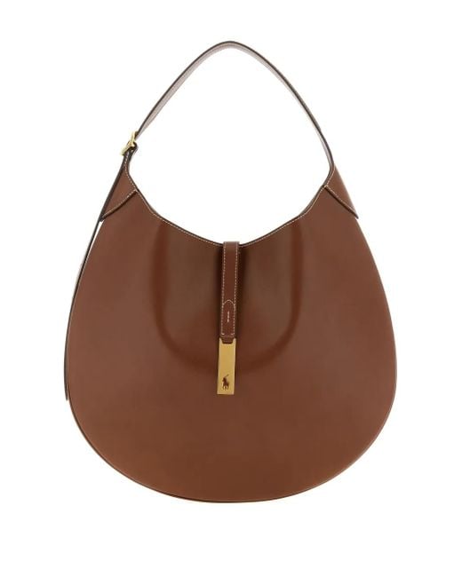 Polo Ralph Lauren Brown Polo Id Leather Shoulder Bag
