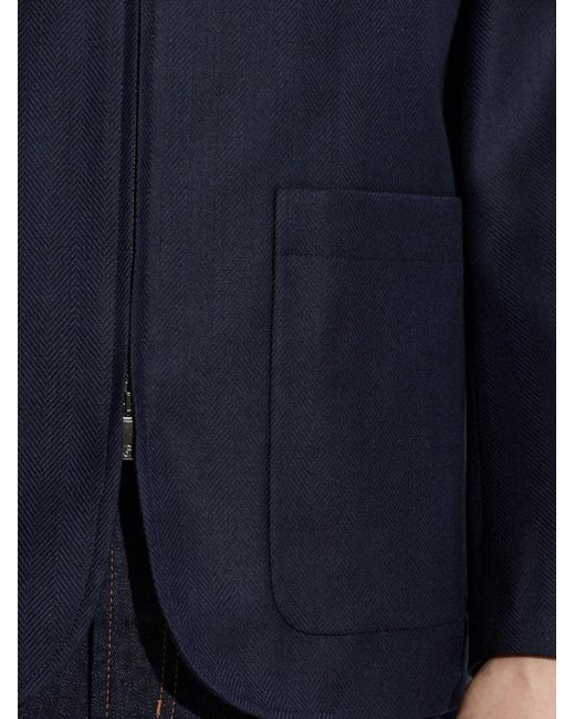 Giorgio Armani Blue Herringbone Shirt Jacket for men