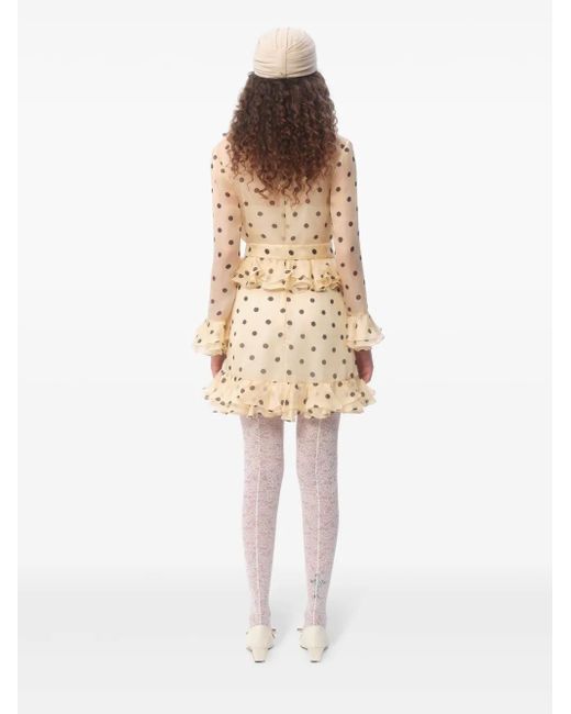 Valentino Garavani Organza Mini-Jurk Met Stippen in het Natural