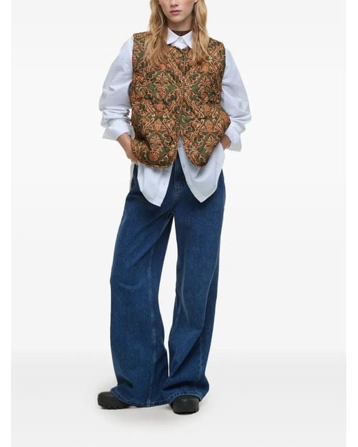 Farm Rio Brown Quilted Patterned Gilet