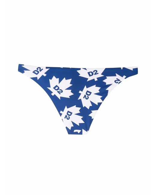 DSquared² Blue Maple Leaf Bikini Bottoms