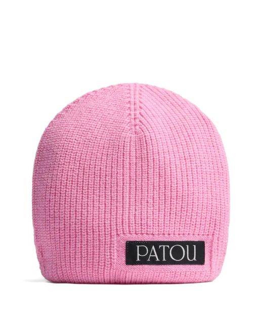 Gorro con aplique del logo Patou de color Pink
