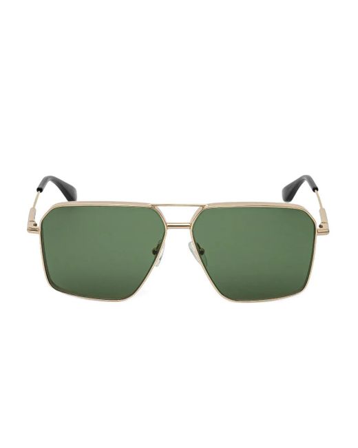 メンズ Alexander McQueen ヘキサゴンフレーム サングラス Green