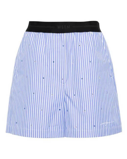 Shorts con strass di MSGM in Blue
