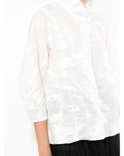 Shiatzy Chen White Full-Jacquard Stand-Up Collar Jacket