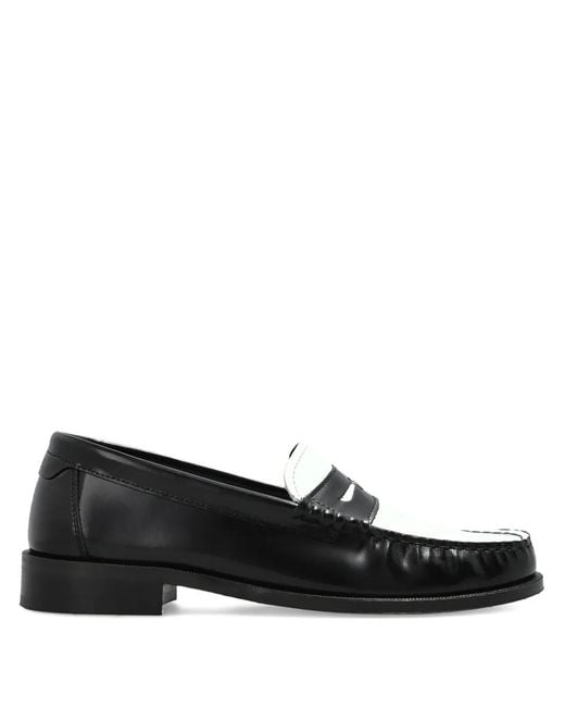 Furla Black Colourblock Leather Loafers