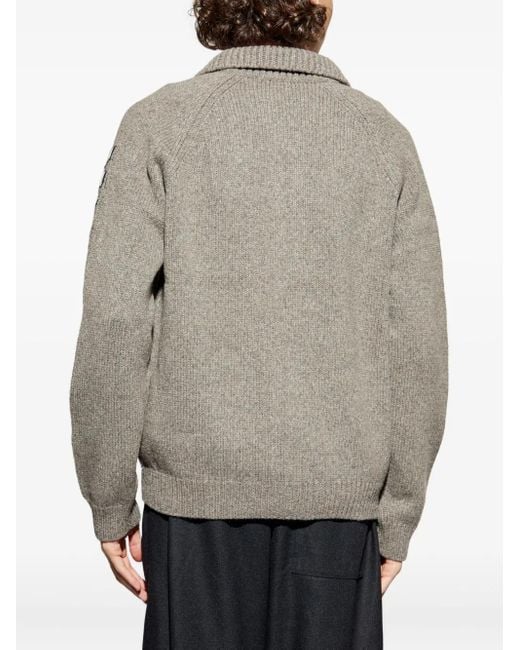 Maison Kitsuné Gray Zip Lettering Cardigan for men