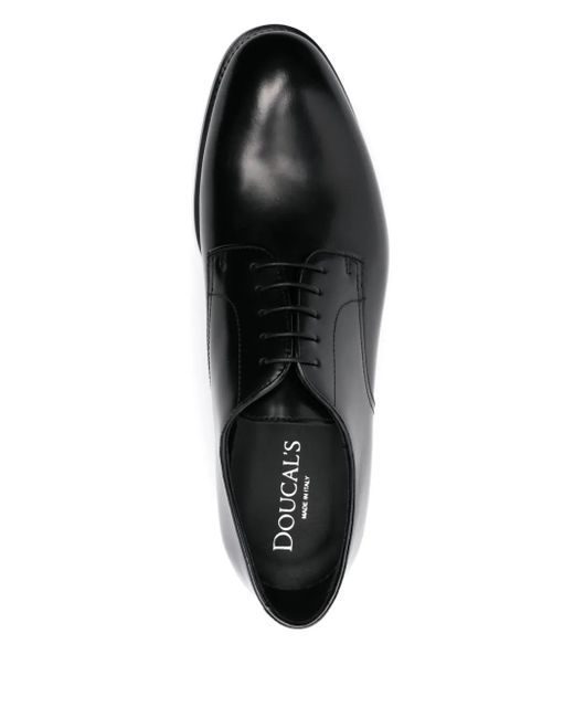 Doucal's Gray Lather Derby Shoes for men