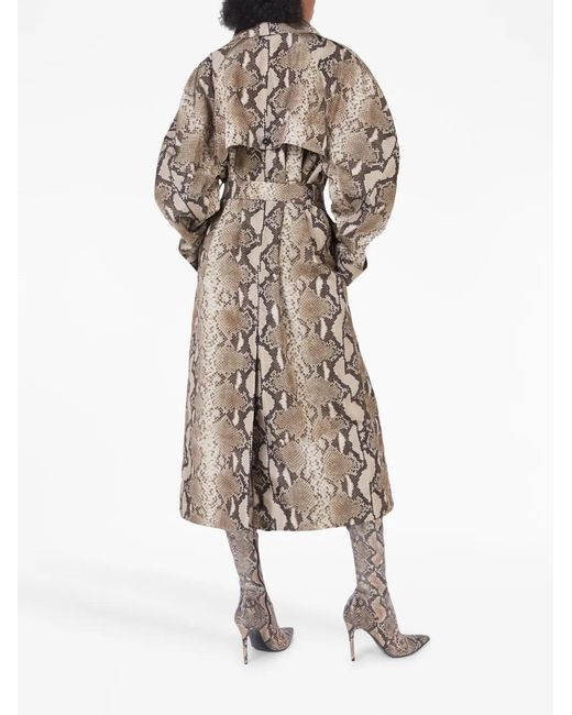 Stella McCartney Natural Python-Print Belted Trench