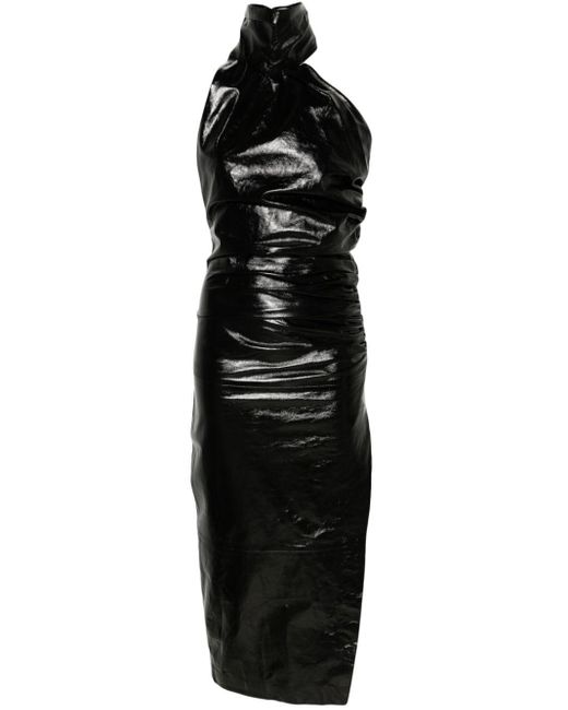 Manokhi Black Priscilla Maxikleid aus Leder