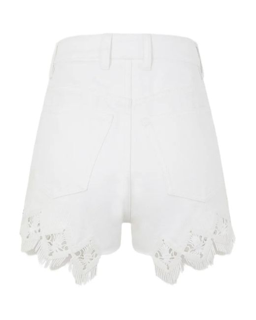 Rabanne White Embroidered Scalloped-Hem Shorts