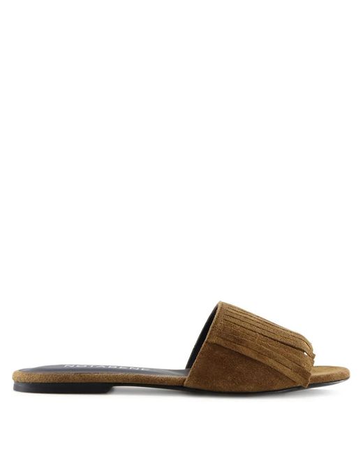Notabene Brown Féline Fringed Slide Sandals