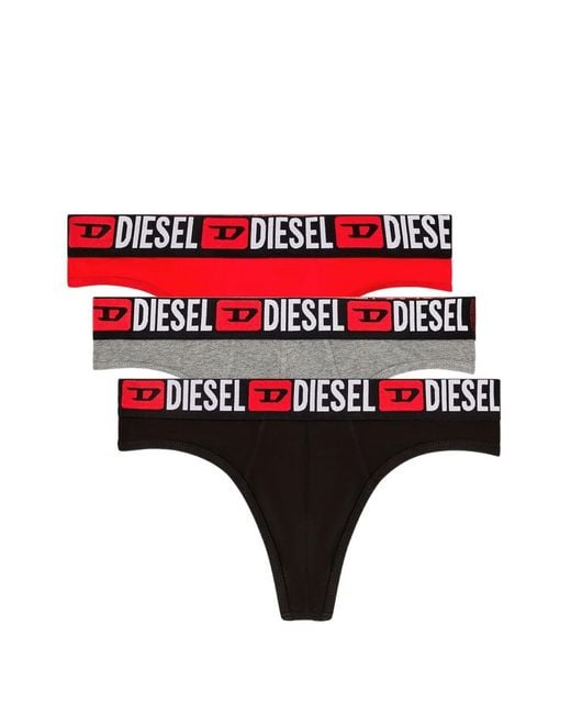 DIESEL Red Logo-Jacquard Briefs (Set Of Three) for men