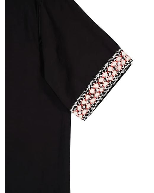 Commas Black Braided Camp-Collar Shirt for men