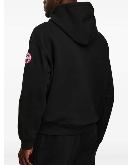Canada Goose Black Logo-Patch Drawstring Hoodie for men