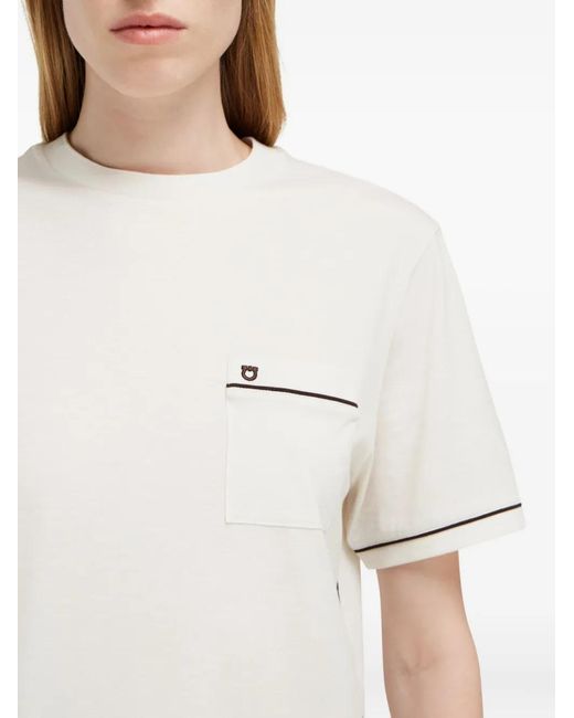 Ferragamo White Contrasting-Trim T-Shirt