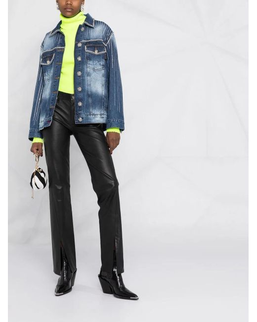 Philipp Plein Blue Crystal-embellished Denim Jacket