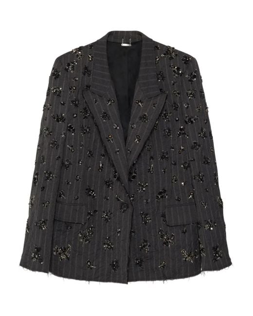 Jonathan Simkhai Black Murphy Sequined Pinstripe Blazer