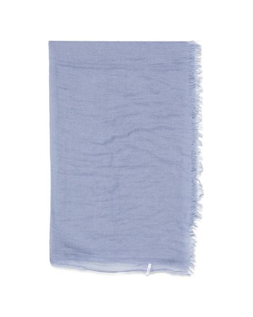Botto Giuseppe Blue Frayed-Edge Scarf