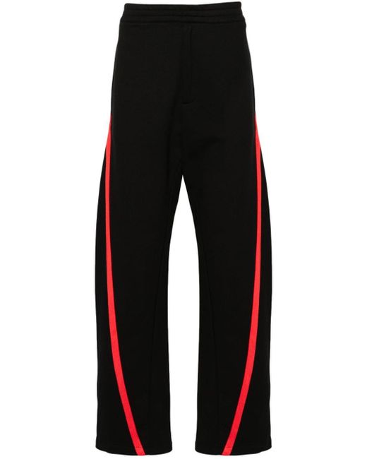 Alexander McQueen Black Striped Mid-rise Track Trousers for men