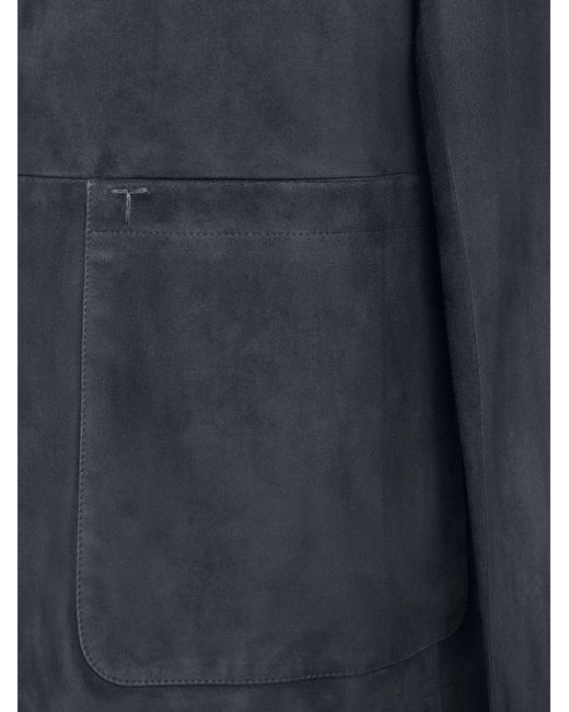 Tod's Blue Buttoned Suede Jacket for men