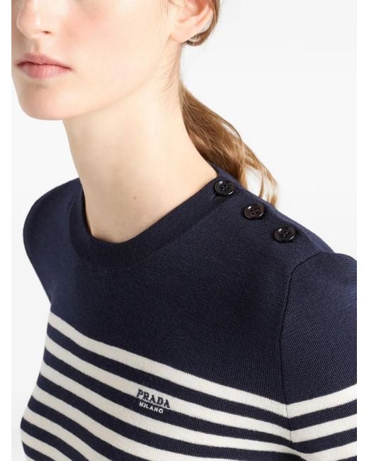 Pull Rayé Côtelé Prada en coloris Blue